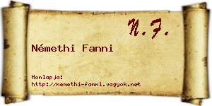 Némethi Fanni névjegykártya